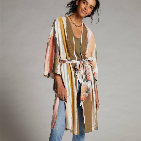 Anthropologie Mignon Doo Watercolor Robe One Size - Picture 1 of 9